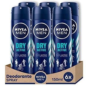 NIVEA MEN Dry Fresh Anti-ademende luchtverfrisserspray voor 72 uur, 6 x 150 ml