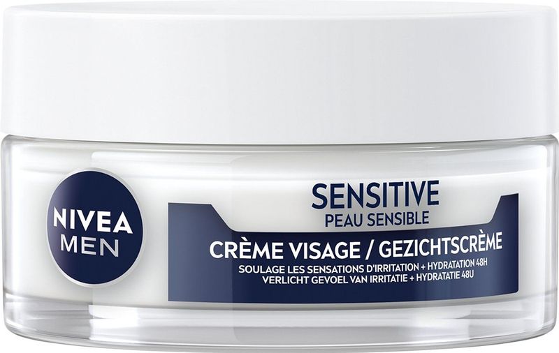 NIVEA MEN Sensitive Dagcrème - Gezichtscrème voor Gevoelige huid - Met kamille en vitamine E - Alcoholvrij - 50 ml