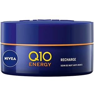 NIVEA Nachtverzorging Q10+C Energy Pot (1 x 50 ml), verrijkt met Q10 en vitaminen, anti-aging verzorging voor een strakke en zichtbaar jongere huid