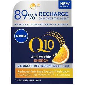 Nivea, Gezichtscrème, Q10 Energy Recharging Night Cream, Nachtcrème, Vrouwen, Universele huid, Gezicht, Anti-dullness, An (50 ml)