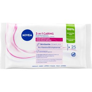 Nivea 3in1 Verzachtende Reinigingsdoekjes - Droge of Gevoelige Huid 25 Doekjes