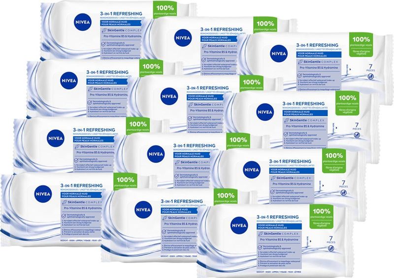 NIVEA 3-in-1 Reinigingsdoekjes Mini - 12x7stuks - Voordeelverpakking
