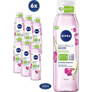 NIVEA Naturally Good Wild Rose Water Douchegel - 6 x 300 ml - Voordeelverpakking