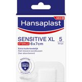 Hansaplast Sensitive XL Pleisters - Wondpleisters - Wondverzorging - Grote Pleisters - Eilandpleister 6x7 cm - 5 Stuks
