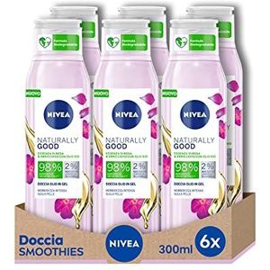 NIVEA Natural Good Rose Gel douchegel 6 x 300 ml douchegel met biologische arganolie douchegel allergievrij voor de gevoelige huid