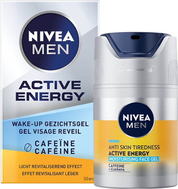 NIVEA MEN Active Energy Wake-up Gezichtsgel - Droge huid - Met cafeïne - Hydraterend en verstevigend - 50 ml