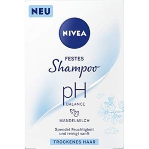 NIVEA Solide shampoo pH balans voor droog haar (75 g), milde shampoo met amandelmelk, pH-geoptimaliseerde shampoo met veganistische formule