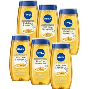NIVEA Natural Shower Oil - Hydraterende doucheolie - Met Vitaminen C en E Voordeelverpakking van 6x 200 ml