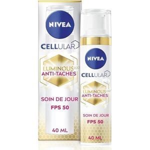 NIVEA Cellular Luminous 630® Dagverzorging SPF 50 vlekverwijderaar (1 x 40 ml), gezichtsverzorging verrijkt met hyaluronzuur en vitamine E, verzorging voor dames