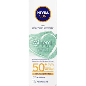 12x Nivea Sun Mineral UV Protection Zonnecrème Gezicht SPF 50+ 50 ml
