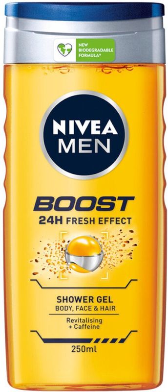 NIVEA MEN Boost Douchegel - 250ml - Verfrissende Formule - 24 Uur Effect