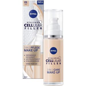 NIVEA Hyaluron Cellular Filler 3-in-1 verzorgende make-up #01 Licht (30 ml), hydraterende foundation met hyaluron, gezichtsmake-up