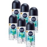 6x Nivea Men Anti-Transpirant Roll-On Fresh Kick 50 ml