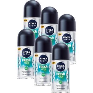 NIVEA MEN Fresh Kick Anti-Transpirant Deo Roller - 48u Bescherming - Deodorant - Voordeelverpakking 6 x 50 ml