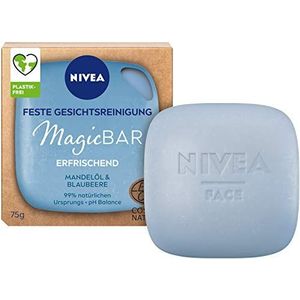 NIVEA MagicBar Vaste gezichtsreiniging, verfrissend (75 g), gezichtsreiniger voor een mooi, zacht huidgevoel, gecertificeerde natuurlijke cosmetica met amandelolie en blauwe bessen
