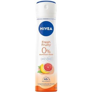 NIVEA Fresh Fruity deodorant spray (150 ml), deodorant zonder aluminium (ACH) met fruitige geur en verkoelende formule, deodorant met 48 uur bescherming en unieke Infinifresh-formule
