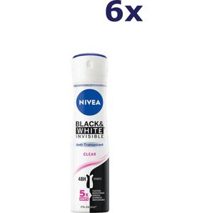 6x Nivea Deospray 150ml Black&White Invisible Clear