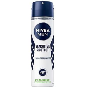 NIVEA MEN Sensitive Protect deodorant voor de gevoelige huid, beschermt 48 uur tegen zweten onder de oksels zonder de huid te irriteren
