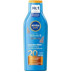 NIVEA Sun Protection & Bronzing Zonnebrandcrème SPF 20 (200 ml), zonnemelk met pro-melanine-extract voor een gelijkmatige bruining, onmiddellijke zonwering met UVA/UVB-filtersysteem