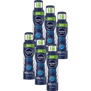 NIVEA MEN Ecodeo Fresh Active Deodorant - 95% ingrediënten van natuurlijke oorsprong - 24 uur bescherming - Infinifresh - 6 x 125 ml