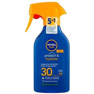 NIVEA SUN Maxi Spray Solaire Protect & Hydrate SPF 30 en Flacon Spray de 270 ml, Crème Solaire Hydrate à Fond pour 48h, Crème Solaire avec Formule Biodégradable