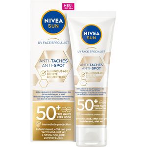 NIVEA SUN Face Luminous Anti-Spot Gezichtscrème - Zonnebrand - SPF 50+ - Anti Pigmentvlekken - Beschermt en egaliseert - 40 ml - Moederdag Cadeautje