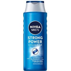 NIVEA MEN Strong Power Shampoo (400 ml), krachtige haarshampoo zonder siliconen en microplastic, mannenshampoo met meermineraal en pH-optimaliserende vorm