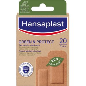 Hansaplast Voorgesneden Green & Protect verbanden (1 x 20 stuks), milieuvriendelijke universele pleister steriel met extra sterke kleefkracht