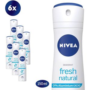 NIVEA Fresh Natural Deodorant Spray - Aluminiumvrij - Alcoholvrij - 48u bescherming - Voordeelverpakking - 6 x 150ml
