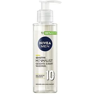 NIVEA MEN Sensitive Pro Menmalist Gezichts- en baardreinigingsgel, 200 ml, met 10 geselecteerde ingrediënten, zachte wascrème met een pH-waarde van 5,0