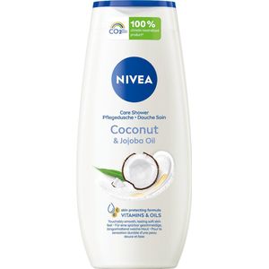NIVEA Coconut & Jojoba-olie verzorgende douchegel (250 ml), pH-neutrale douchegel voor de huid met natuurlijke jojoba-olie, hydraterende douchecrème met delicate kokosgeur