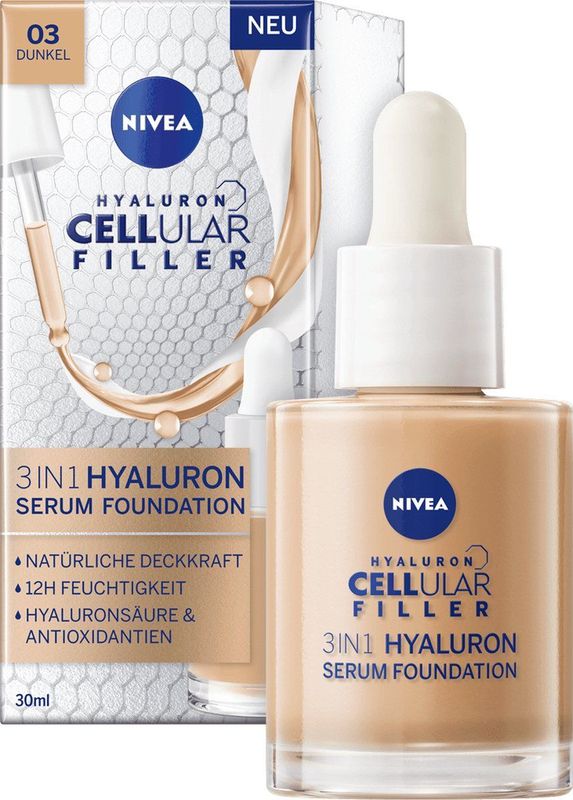NIVEA - Hyaluron Serum 3-in-1 Foundation - Donker - 30 ml - Hydraterend