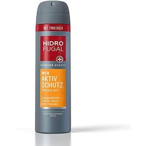 Hidrofugal Men Aktiv Beschermende spray (150 ml), deodorantspray met zinkionen en frisse geur, anti-transpirant voor effectieve bescherming tegen zweet en lichaamsgeur