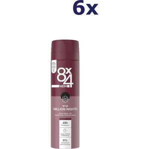 6x 8x4 Deospray Men - No.18 Millions Nights 150 ml