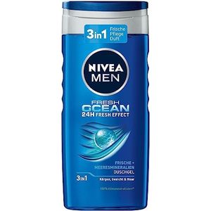 NIVEA MEN Fresh Ocean douchegel (250 ml) revitaliserende oceaangeur - douchegel voor mannen met zeemineralen voor lichaam, gezicht en haar