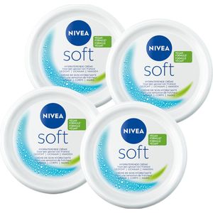 NIVEA Soft Bodycrème - Crème voor Lichaam en Gezicht - Hydraterende Gezichtscrème - Voordeelverpakking - 4 x 50 ml