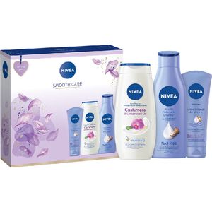 NIVEA - Smooth Care Geschenkset - 250ml Douchecreme - 250ml Body Milk - 100ml Handcrème