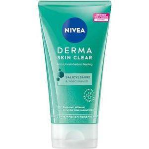 NIVEA Derma Skin Clear Anti-onzuiverheden scrub (150 ml), huidverfijnende anti-puistjespeeling voor gezicht en lichaam, gezichtspeeling met salicylzuur en niacinamide