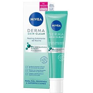 NIVEA Derma Skin Clear Peeling Night Scrub, 40 ml, peeling voor infectiegevoelige huid, regenererende crème met veganistische formule