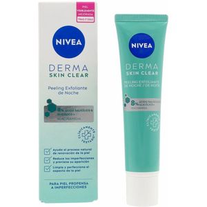 NIVEA Derma Skin Clear Peeling nachtpeeling (40 ml), gezichtspeeling met glycolzuur, salicylzuur en niacinamide, regenererende crème voor een schonere huid