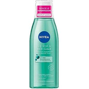 NIVEA Derma Skin Clear Gezichtswater, anti-onvolkomenheden, 200 ml, gezichtswater voor vettige en gemengde huid met salicylzuur, zeezout en niacinamide, balancerend gezichtswater voor de