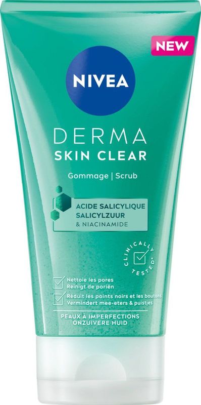 NIVEA - DERMA Skin Clear - Gezichtscrub - 150 ml - Met Salicylzuur en Niacinamide