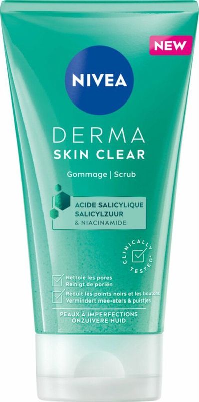 6x Nivea Derma Skin Clear Gezichtsscrub 150 ml