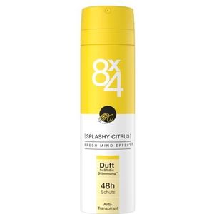 8X4 Splashy Citrus deodorant met energetisch frisse citrusgeur, met betrouwbare 48 uur anti-transpirant-bescherming (150 ml)