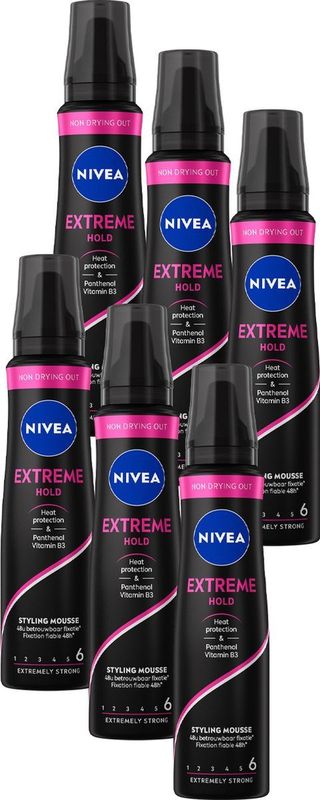 NIVEA - Extreme Hold - Styling Mousse - 6 x 150 ml - Hittebescherming