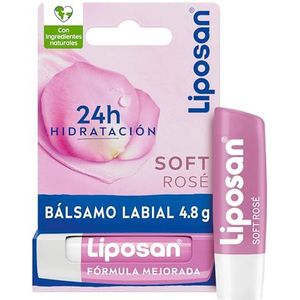 Liposan Soft Rosé (1 x 4,8 g), roze lippenbalsem, lippencacao voor een zachte en stralende glans, hydraterende balsem voor zijdezachte en hydraterende lippen