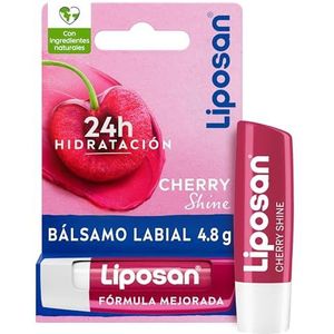 Liposan Cherry Shine (1 x 4,8 g), kersengeur, lippenbalsem, hydraterende lotion voor mooie, zachte, sappige lippen