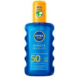NIVEA SUN Protect & Dry Touch FP 50 zonnebrandcrème, 200 ml, transparant en waterbestendig, praktische spraybescherming