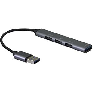 Helos 344404 (USB-A, 4 ports), Docking station + USB-hub, Grijs