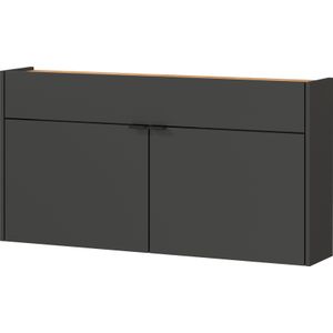 Console Amika 2 deuren & 1 lade zwevend - antraciet/eik